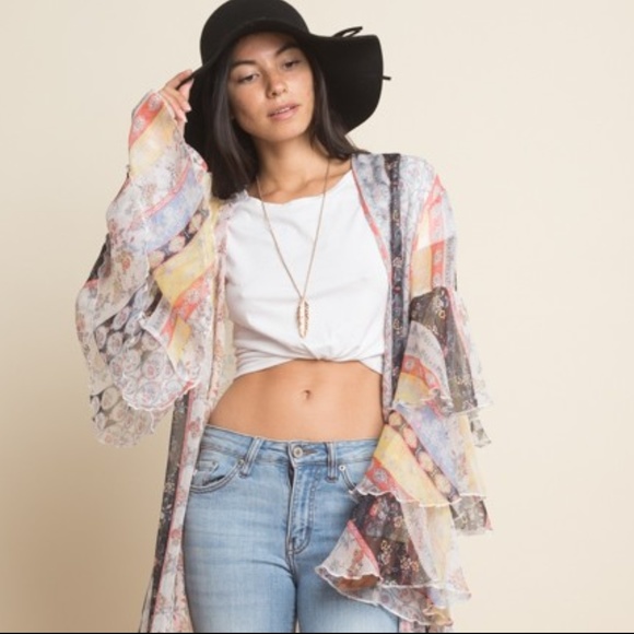 NWT- Women's Multi-Print Belted Duster - Picture 2 of 5